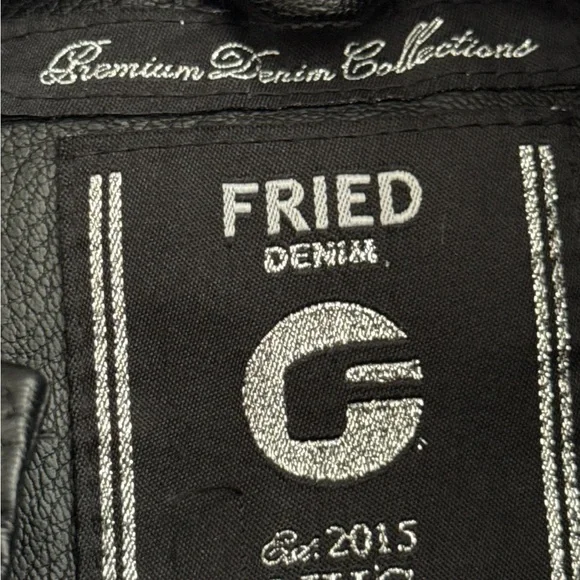 Men's Fried Denim NYC Black Faux Leather Biker Vest, Size Medium. - Picture 5 of 16